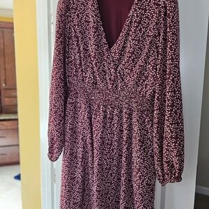 Draper James Burgundy Long Sleeve Dress